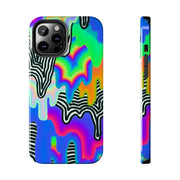 Trippy Technicolor Drip Retro Tough Phone Case LavenderCeleste