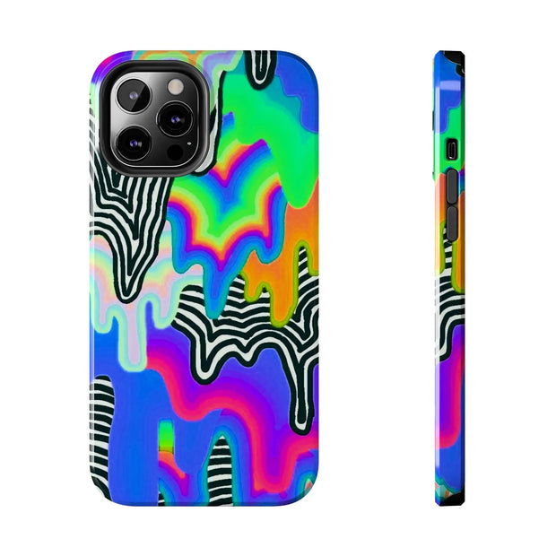 Trippy Technicolor Drip Retro Tough Phone Case LavenderCeleste