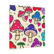 Kawaii Mushroom Cherry Flower Matte Canvas Print LavenderCeleste
