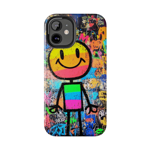 Rainbow Graffiti Smiley Tough Phone Case LavenderCeleste