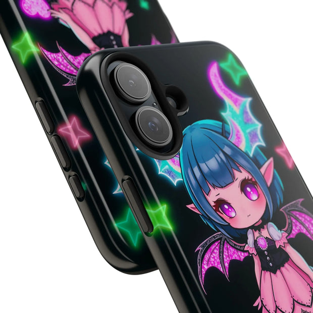 Kawaii Gothic Succubus Neon Heart Tough Phone Case