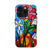 January Carnation Stained Glass Birth Flower Tough Phone Case