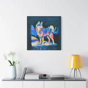 Vibrant Husky Abstract Pop Art Matte Canvas Print LavenderCeleste
