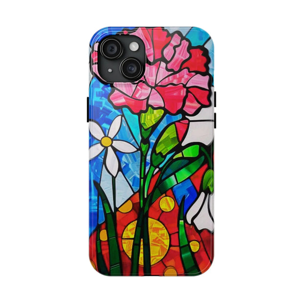 January Carnation Stained Glass Birth Flower Tough Phone Case