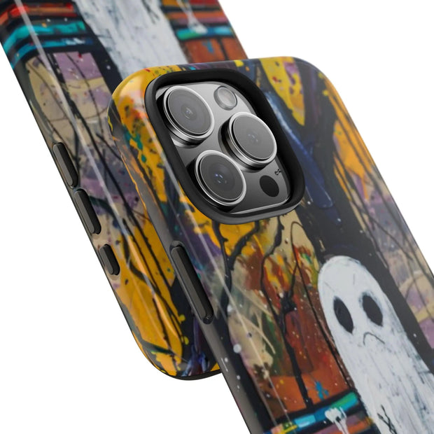 Sad Ghost on Park Bench Abstract Art Phone Case LavenderCeleste