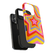 Retro Rainbow Star Groovy Tough Phone Case LavenderCeleste