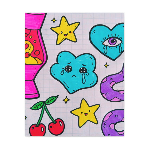 Kawaii Lava Lamp Sad Cloud Snake Matte Canvas Print LavenderCeleste