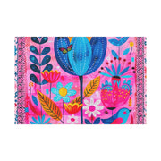 Whimsical Pink Blue Floral Matte Canvas Art - LavenderCeleste