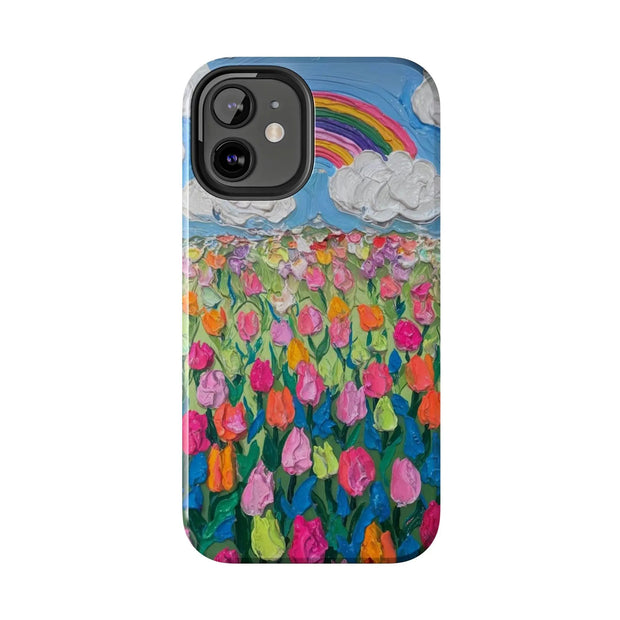 Rainbow Tulip Field Tough Phone Case LavenderCeleste