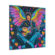 Psychedelic Guitar Angel Matte Canvas Art LavenderCeleste