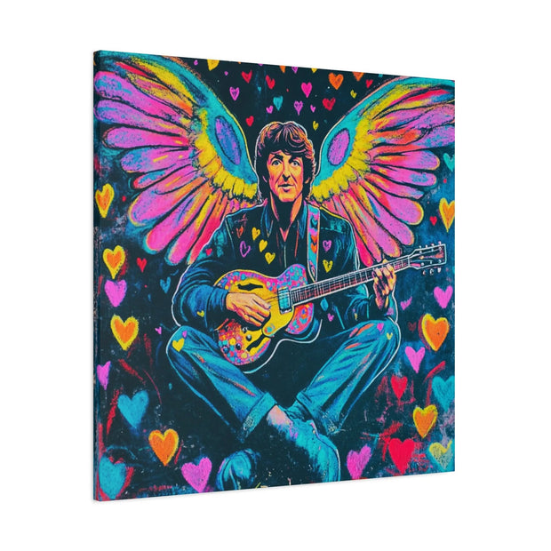 Psychedelic Guitar Angel Matte Canvas Art LavenderCeleste