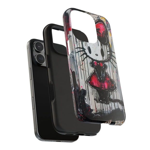 Goth Bow Cat Graffiti Pop Art Tough Phone Case LavenderCeleste