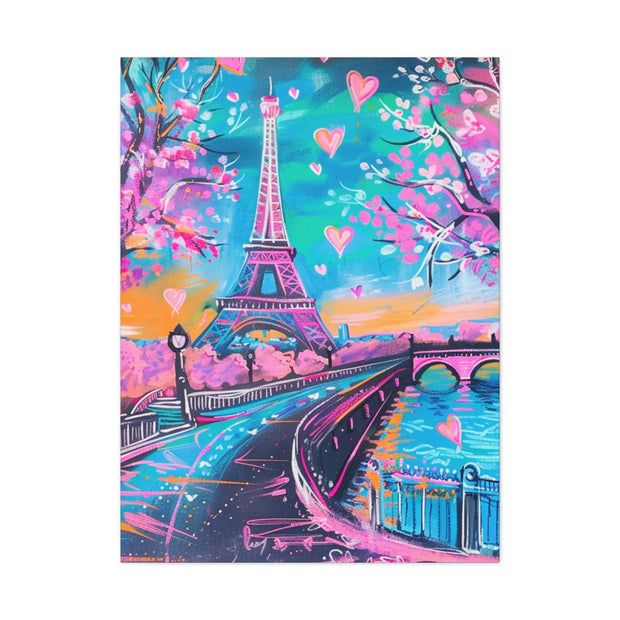 Pink Paris Eiffel Tower Dreamy Matte Canvas Art LavenderCeleste
