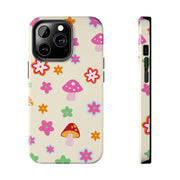 Retro Mushroom Flower Power Tough Phone Case LavenderCeleste