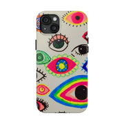 White Neon Evil Eye Psychedelic Pattern Tough Phone Case LavenderCeleste
