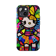 Pop Patchwork Kitty Tough Phone Case LavenderCeleste