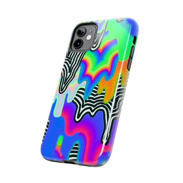 Trippy Technicolor Drip Retro Tough Phone Case LavenderCeleste
