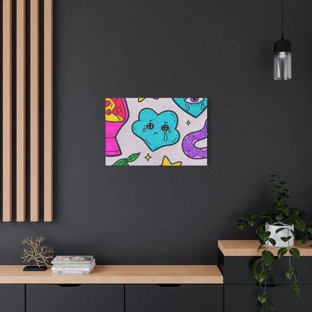 Kawaii Lava Lamp Sad Cloud Snake Matte Canvas Print LavenderCeleste
