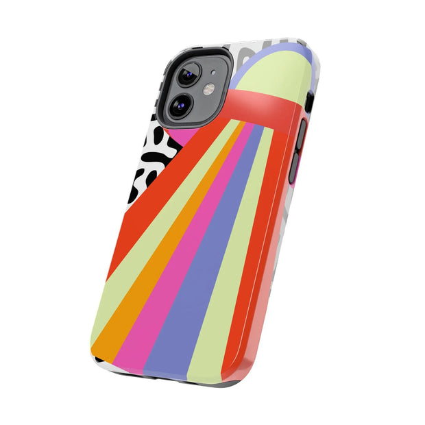 Retro Mod UFO Rainbow Beam Tough Phone Case LavenderCeleste