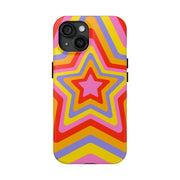Retro Rainbow Star Groovy Tough Phone Case LavenderCeleste