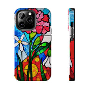 January Carnation Stained Glass Birth Flower Tough Phone Case