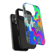 Trippy Technicolor Drip Retro Tough Phone Case LavenderCeleste