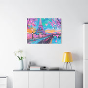 Pink Paris Eiffel Tower Dreamy Matte Canvas Art LavenderCeleste