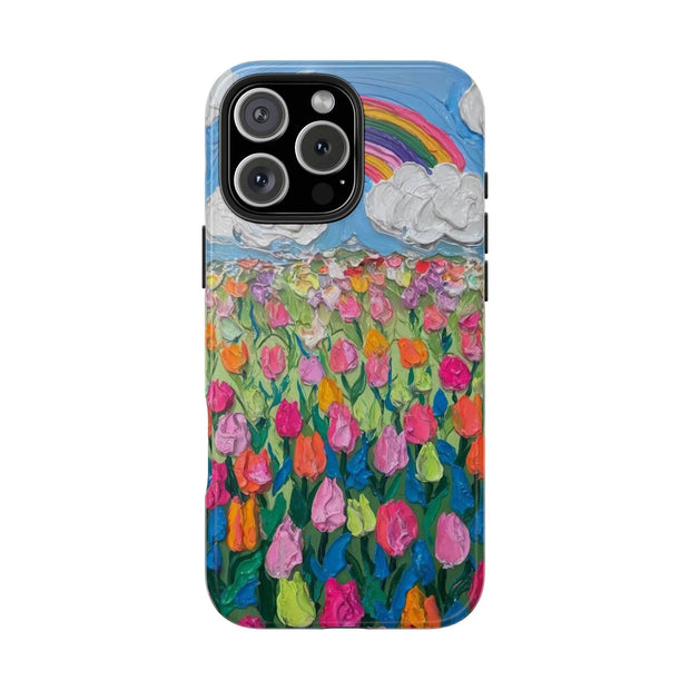 Rainbow Tulip Field Tough Phone Case LavenderCeleste