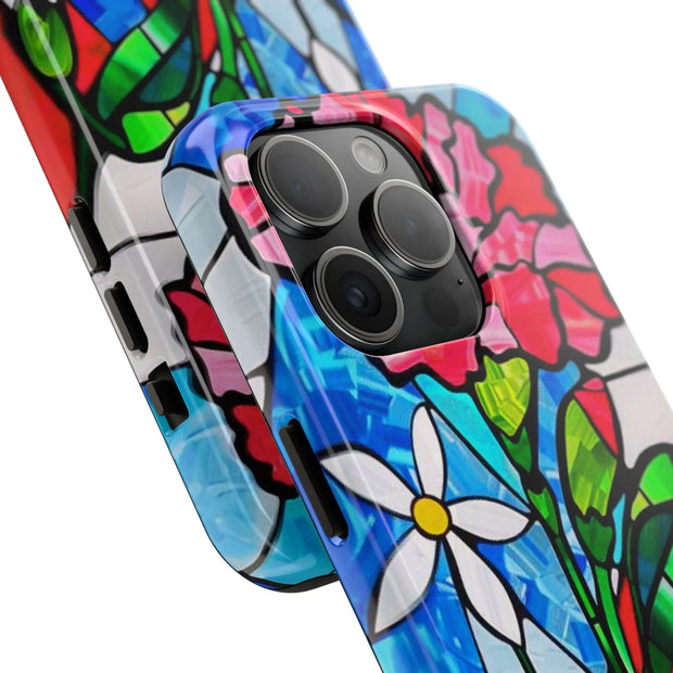 January Carnation Stained Glass Birth Flower Tough Phone Case