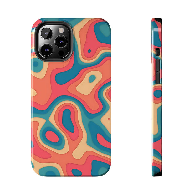 Retro Coral Abstract Mid-Century Tough Phone Case LavenderCeleste