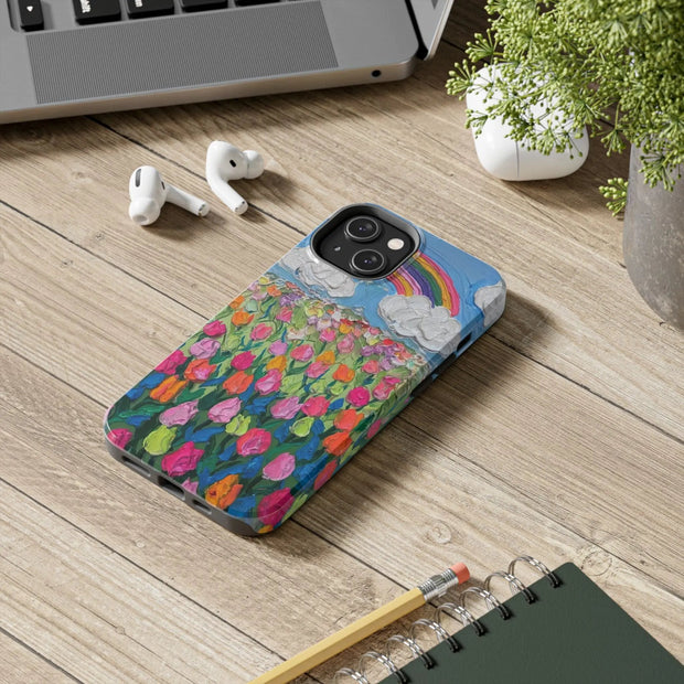 Rainbow Tulip Field Tough Phone Case LavenderCeleste