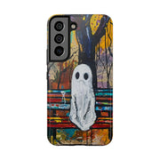 Sad Ghost on Park Bench Abstract Art Phone Case LavenderCeleste