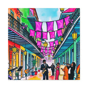 Vibrant New Orleans Jazz Street Matte Canvas – French Quarter Music Scene Printify