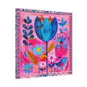 Whimsical Pink Blue Floral Matte Canvas Art LavenderCeleste