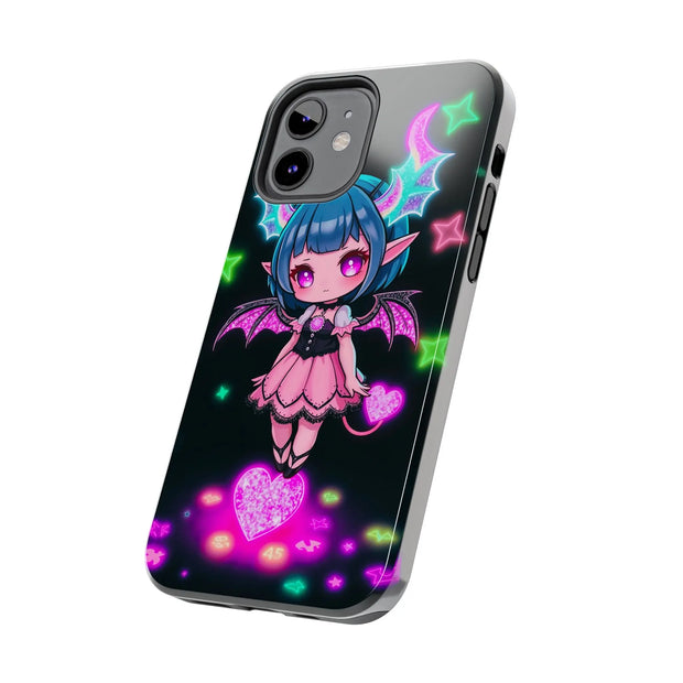 Kawaii Gothic Succubus Neon Heart Tough Phone Case