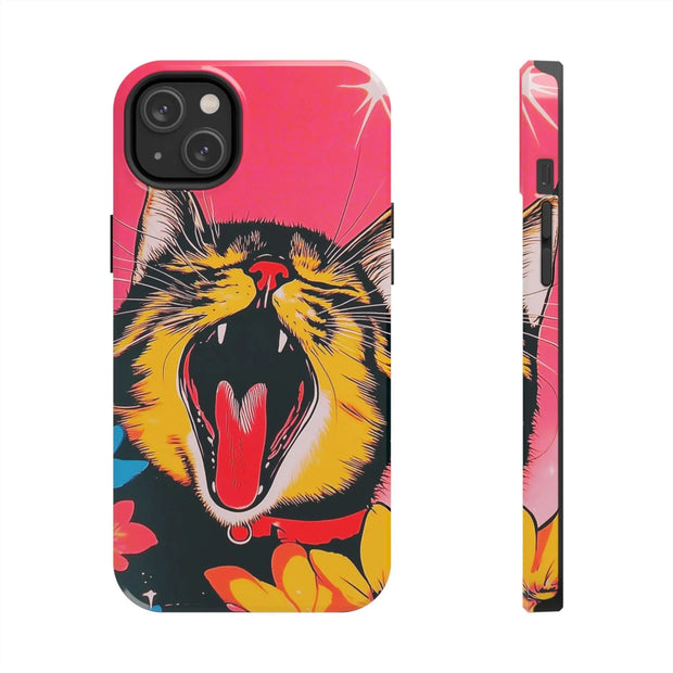 Yawning Cat Pop Art Bright Retro Aesthetic Tough Phone Case LavenderCeleste