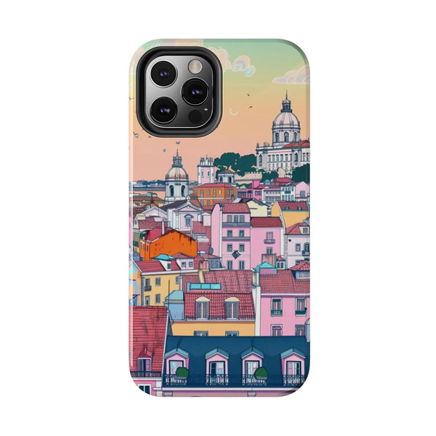 Lisbon Portugal Tough Phone Case – Pastel City Skyline Aesthetic