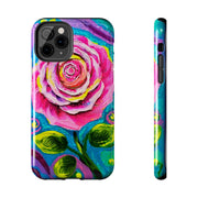 Vibrant Pink Rose Abstract Tough Phone Case LavenderCeleste