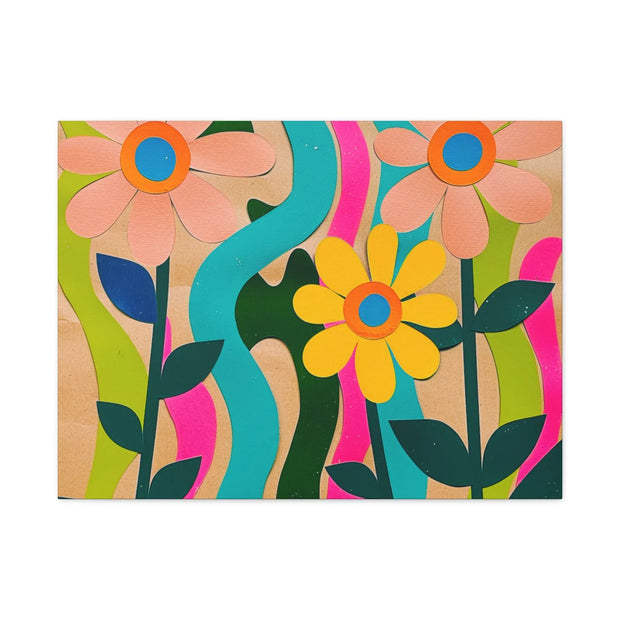Groovy Paper Cut Flower Matte Canvas Art Printify
