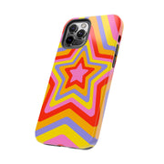Retro Rainbow Star Groovy Tough Phone Case LavenderCeleste