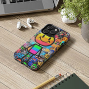 Rainbow Graffiti Smiley Tough Phone Case LavenderCeleste