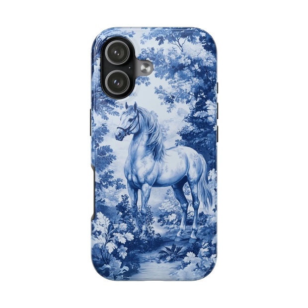 Blue Toile Horse Country Scenic Tough Phone Case LavenderCeleste