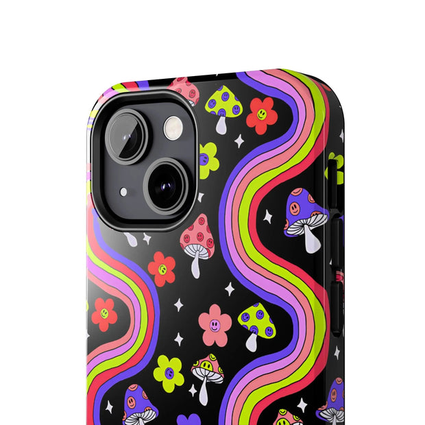 Groovy Mushroom Rainbow Tough Phone Case LavenderCeleste