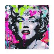 Marilyn Monroe Graffiti Matte Canvas – Neon Pop Art Street Style Wall Decor - LavenderCeleste