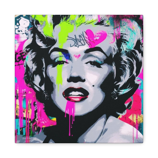 Marilyn Monroe Graffiti Matte Canvas – Neon Pop Art Street Style Wall Decor - LavenderCeleste