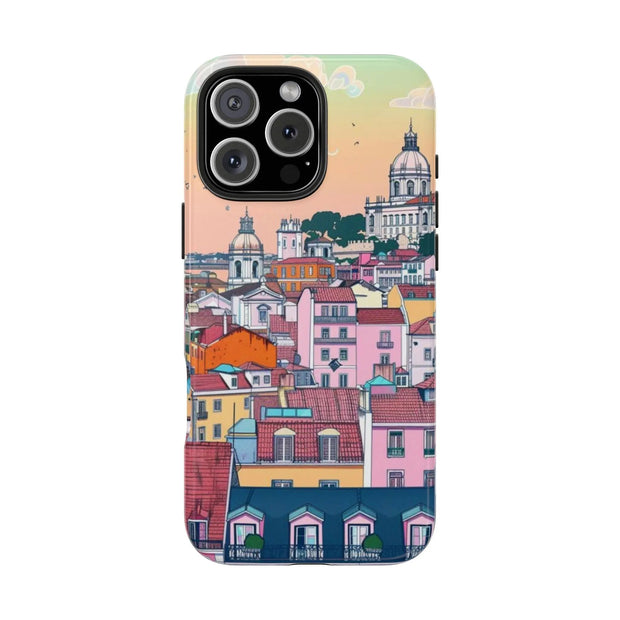 Lisbon Portugal Tough Phone Case – Pastel City Skyline Aesthetic