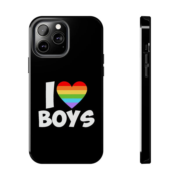 I Love Boys Pride Tough Phone Case – LGBTQ+ Rainbow Heart Design