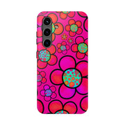 Hot Pink Retro Flower Power Tough Phone Case LavenderCeleste