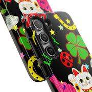 Lucky Symbols Tough Phone Case – 777 Dice Rainbow Maneki Neko Design - LavenderCeleste
