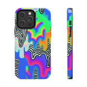 Trippy Technicolor Drip Retro Tough Phone Case LavenderCeleste